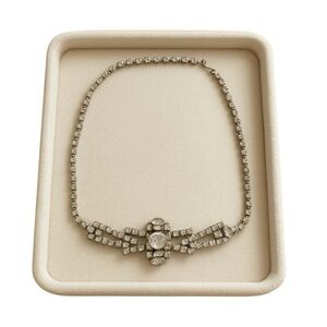 Vintage Rhinestone Choker Necklace | Art Deco Style Crystal Statement Jewelry